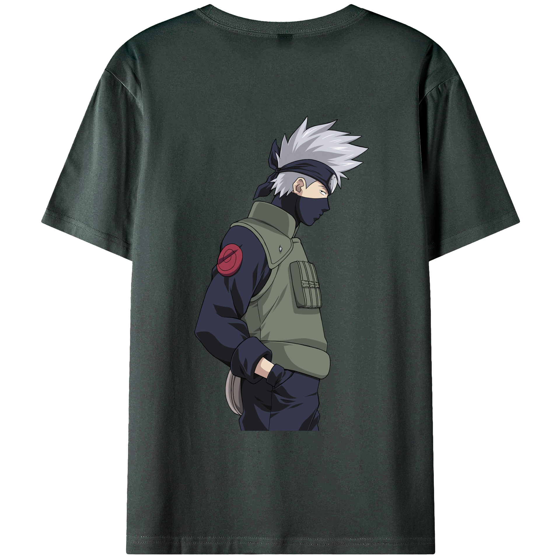 （画像用） NARUTO -ナルト- はたけ カカシ Hatake Kakashi 綿100％ メンズ半袖Tシャツ（バックプリント） 通気性